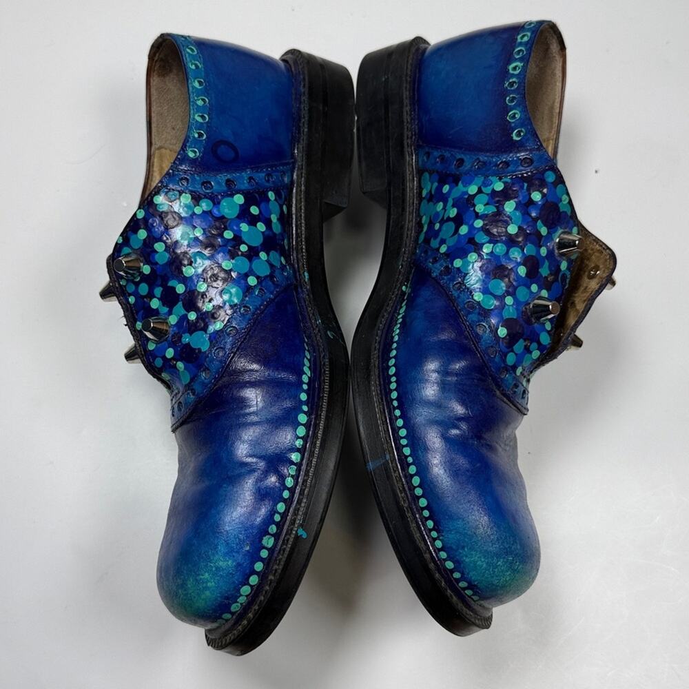 Silga Made in Italy Hand-painted Chunky Leather Loafers Stud Details S-471 Sz 8 - Picture 3 of 12